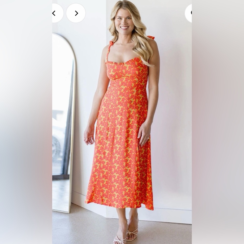 NWT Orange Floral Midi dress
